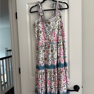 Floral Maxi Dress with Pink and Blue Accents